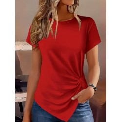 Kadın Kısa Kollu Bisiklet Yaka Asimetrik Kesim Detaylı Viskon Bluz , 31689 Kadın Kısa Kollu Bisiklet Yaka Asimetrik Kesim Detaylı Viskon Bluz , 31689