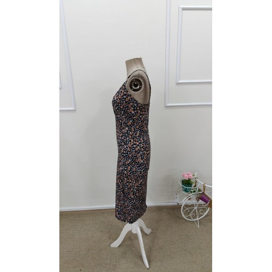 Kadın Ip Askılı V Yakalı Yırtmaçlı çiçek Desenli Süprem Elbise , 31696