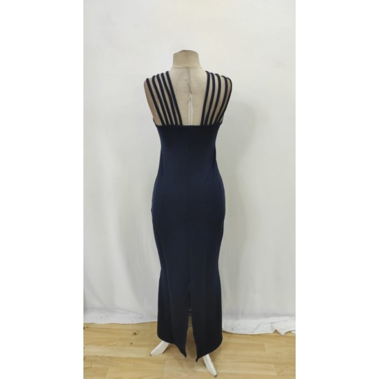 Kadın Omuz çoklu Askılı önü Taş Işlemeli Balık Kesim Janjan Krep Maxi Boy Elbise, 31698