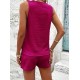 Kadın Askılı Kolsuz V Yakalı önden Düğmeli Bürümcük Bluz Ve Short Ikili Takım , 31703