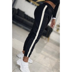 Women' S High-waisted Leather Pants With Elasticated Side Stripe Detail. , 31707
