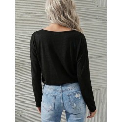 Women' S Long-sleeved Wide Round Neck Lace Viscose Two-thread Blouse, 31706