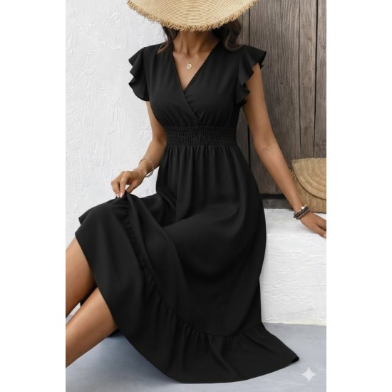 Kadın Kısa Kollu Kruvaze Yakalı Uzun Aerobin Elbise , 31712