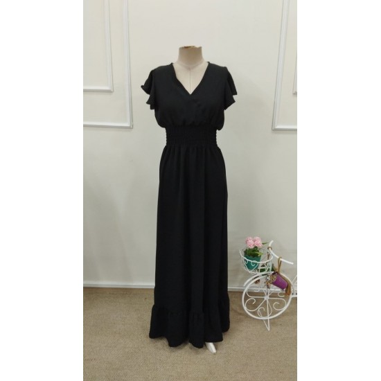 Kadın Kısa Kollu Kruvaze Yakalı Uzun Aerobin Elbise , 31712