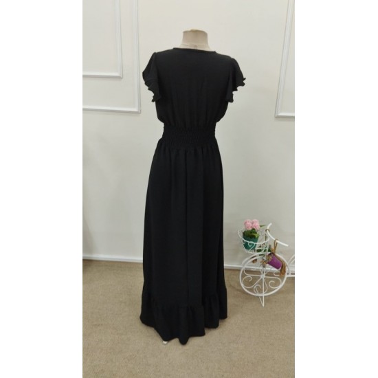 Kadın Kısa Kollu Kruvaze Yakalı Uzun Aerobin Elbise , 31712