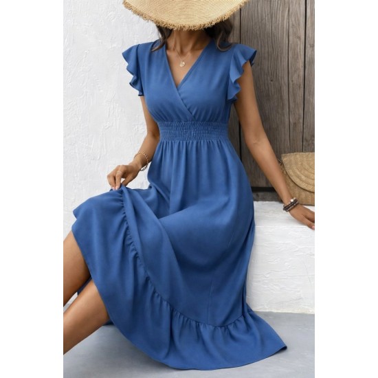 Kadın Kısa Kollu Kruvaze Yakalı Uzun Aerobin Elbise , 31711