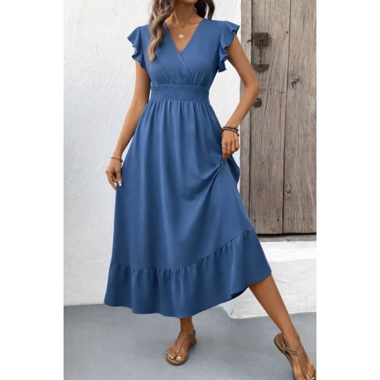 Kadın Kısa Kollu Kruvaze Yakalı Uzun Aerobin Elbise , 31711