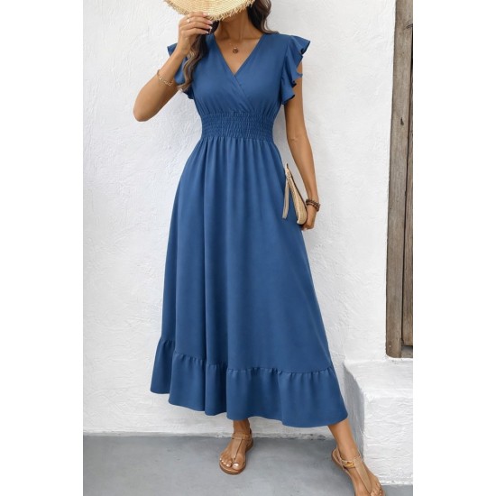 Kadın Kısa Kollu Kruvaze Yakalı Uzun Aerobin Elbise , 31711