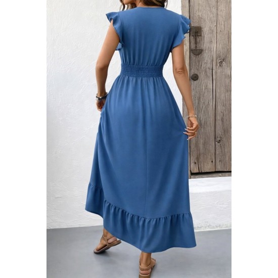 Kadın Kısa Kollu Kruvaze Yakalı Uzun Aerobin Elbise , 31711