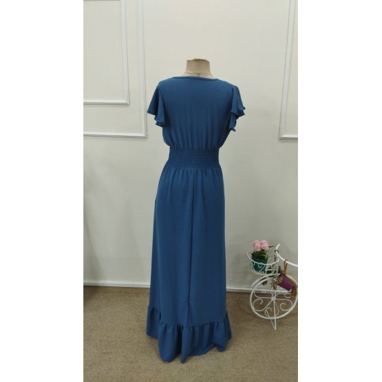 Kadın Kısa Kollu Kruvaze Yakalı Uzun Aerobin Elbise , 31711