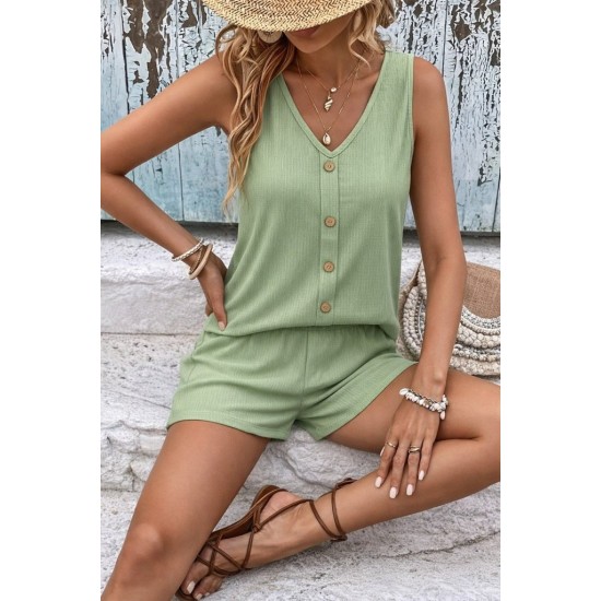 Kadın Askılı Kolsuz V Yakalı önden Düğmeli Bürümcük Bluz Ve Short Ikili Takım, 31708