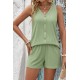 Kadın Askılı Kolsuz V Yakalı önden Düğmeli Bürümcük Bluz Ve Short Ikili Takım, 31708