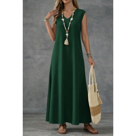 Kadın Askılı V Yakalı Yandan Yırtmaçlı Uzun Bürümcük Elbise, 31719