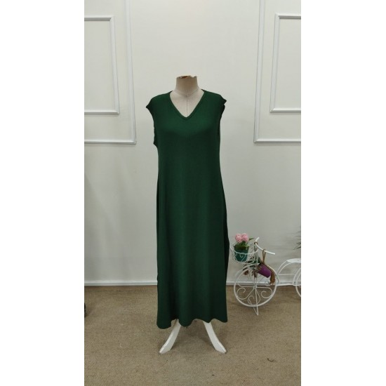 Kadın Askılı V Yakalı Yandan Yırtmaçlı Uzun Bürümcük Elbise, 31719