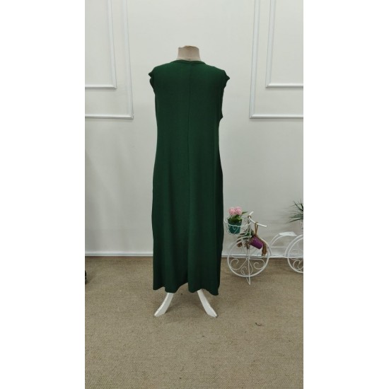 Kadın Askılı V Yakalı Yandan Yırtmaçlı Uzun Bürümcük Elbise, 31719