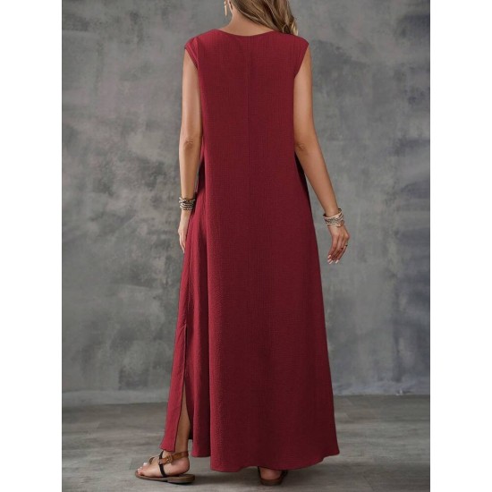 Kadın Askılı V Yakalı Yandan Yırtmaçlı Uzun Bürümcük Elbise , 31718