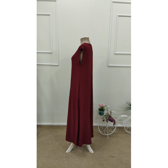 Kadın Askılı V Yakalı Yandan Yırtmaçlı Uzun Bürümcük Elbise , 31718