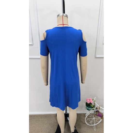 Kadın Kısa Kollu Omuzlardan Açık Kuş Gözü Detaylı Mini Viskon Elbise, 31724