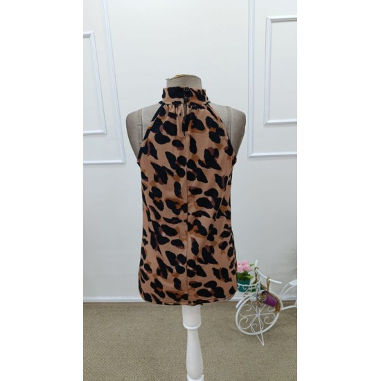 Kadın Balıkçı Yakalı Omuzlardan Açık Leopar Desenli Süprem Bluz , 31739