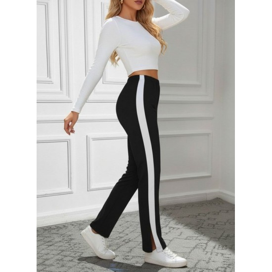 Kadın Yüksek Bel Yan şerit Detaylı Yırtmaçlı Viskon Iki Iplik Pantolon , 31752