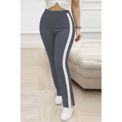 Women' S High-waisted, Side-stripe Detail, Slit Viscose Two-thread Trousers. , 31750