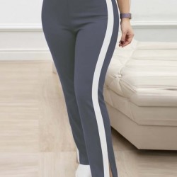 Kadın Yüksek Bel Yan şerit Detaylı Yırtmaçlı Viskon Iki Iplik Pantolon , 31750