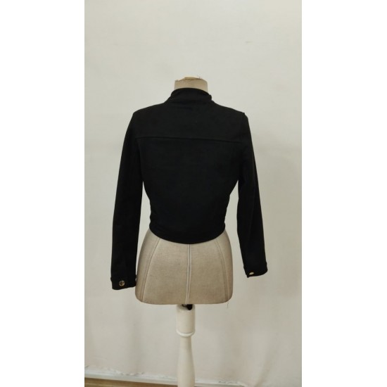 Kadın Uzun Kollu Yakadan Ve önden Düğmeli Süet Kısa Ceket , 31749