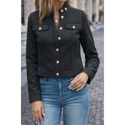 Kadın Uzun Kollu Yakadan Ve önden Düğmeli Süet Kısa Ceket, 31748