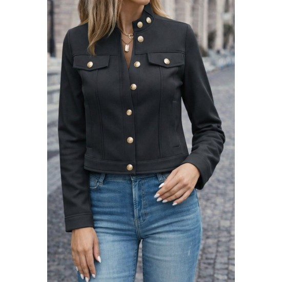 Kadın Uzun Kollu Yakadan Ve önden Düğmeli Süet Kısa Ceket, 31748