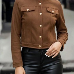 Kadın Uzun Kollu Yakadan Ve önden Düğmeli Süet Kısa Ceket, 31747 Kadın Uzun Kollu Yakadan Ve önden Düğmeli Süet Kısa Ceket, 31747