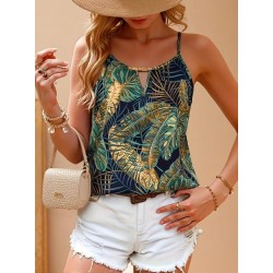 Kadın Ip Askılı Damla Detaylı Desenli Süprem Bluz, 31770