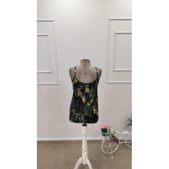 Kadın Ip Askılı Damla Detaylı Desenli Süprem Bluz, 31770