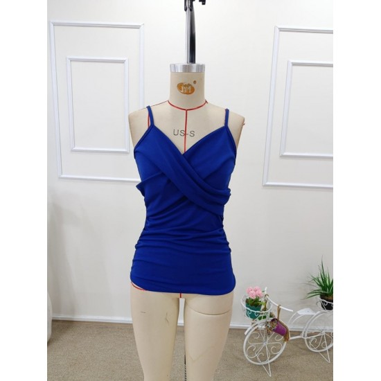 Kadın Ip Askılı önden çapraz Detaylı Ithal Krep Bluz, 31768