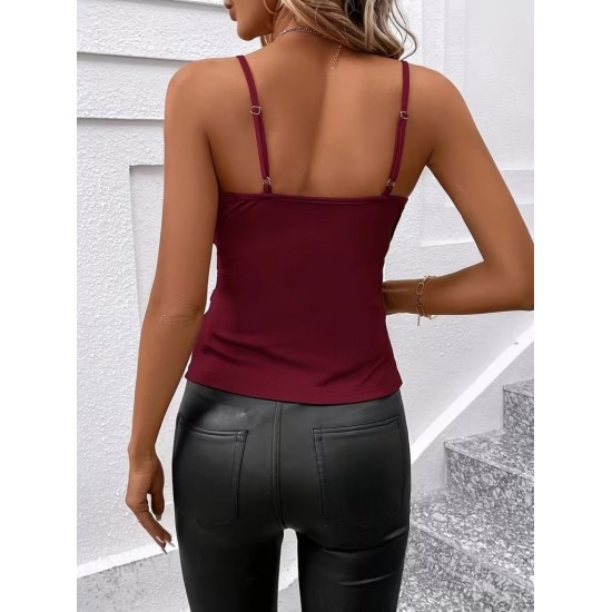 Kadın Ip Askılı önden çapraz Detaylı Ithal Krep Bluz, 31767