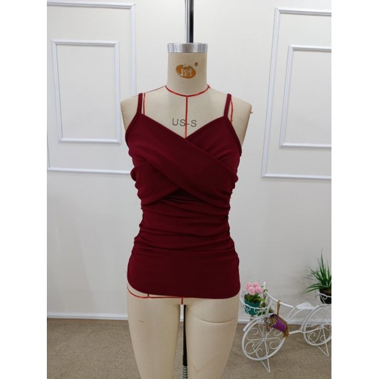 Kadın Ip Askılı önden çapraz Detaylı Ithal Krep Bluz, 31767