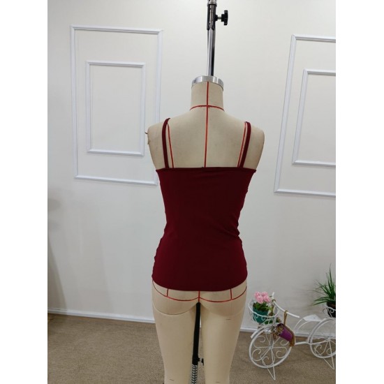 Kadın Ip Askılı önden çapraz Detaylı Ithal Krep Bluz, 31767