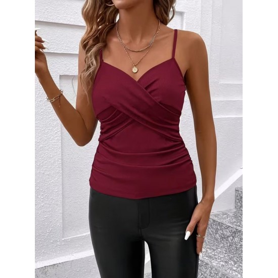 Kadın Ip Askılı önden çapraz Detaylı Ithal Krep Bluz, 31767