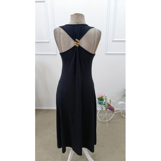 Kadın Omuzlardan Açık Arkadan Toka Detaylı Yırtmaçlı Uzun Viskon Elbise, 31762