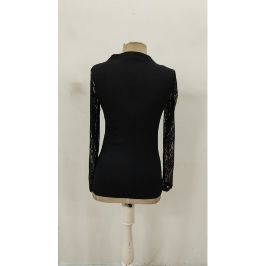 Kadın Uzun Kollu Yarı Balıkçı Yaka Tüllü Kaşkorse Bluz , 31757