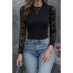 Women' S Long-sleeved, Semi-turtleneck Tulle Corset Blouse , 31757