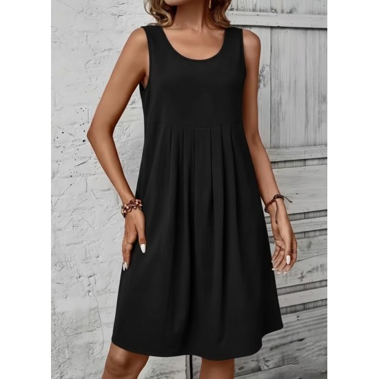 Kadın Askılı Yuvarlak Yakalı önden Pileli Kısa Aerobin Elbise , 31785