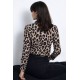 Kadın Uzun Kollu V Hakim Yakalı Leopar Desenli Süprem Bluz, 31796