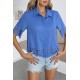 Kadın Kısa Kollu Yakalı önden Düğmeli Dubai Gömlek Bluz, 31795
