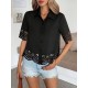Kadın Kısa Kollu Yakalı önden Düğmeli Dubai Gömlek Bluz, 31793