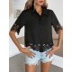 Kadın Kısa Kollu Yakalı önden Düğmeli Dubai Gömlek Bluz, 31793