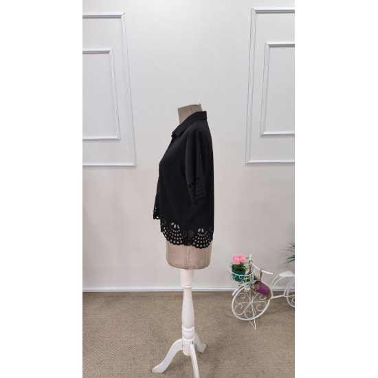 Kadın Kısa Kollu Yakalı önden Düğmeli Dubai Gömlek Bluz, 31793