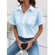 Kadın Kısa Kollu Yakalı önden Düğmeli Gömlek, 31792