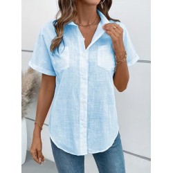 Kadın Kısa Kollu Yakalı önden Düğmeli Gömlek, 31792