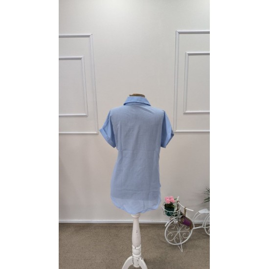 Kadın Kısa Kollu Yakalı önden Düğmeli Gömlek, 31792