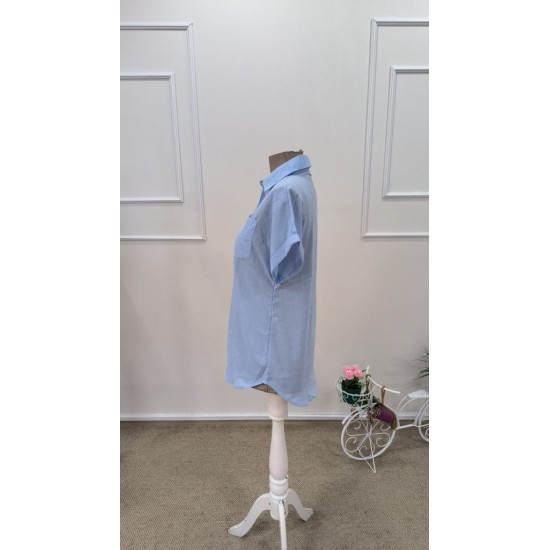 Kadın Kısa Kollu Yakalı önden Düğmeli Gömlek, 31792